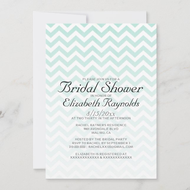 Invitations modernes de douche nuptiale Chevron (Devant)