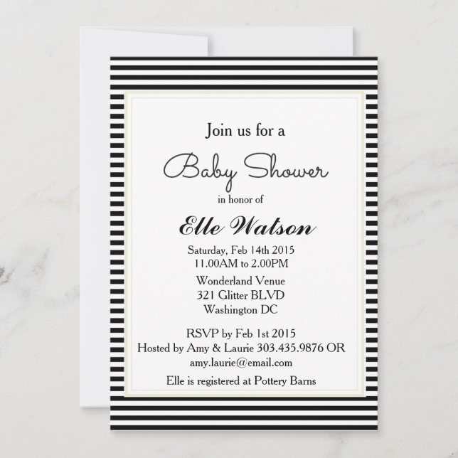 Invitations modernes de douches pour bébés, bande  (Devant)