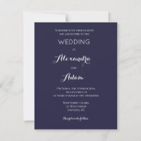 Invitations modernes de mariage de bleu marine