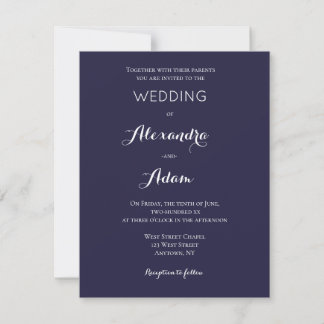 Invitations modernes de mariage de bleu marine