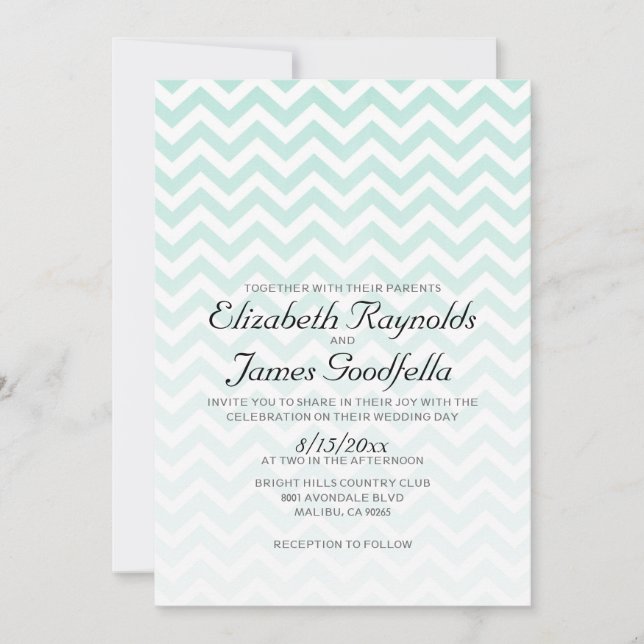 Invitations modernes de mariage de Chevron (Devant)
