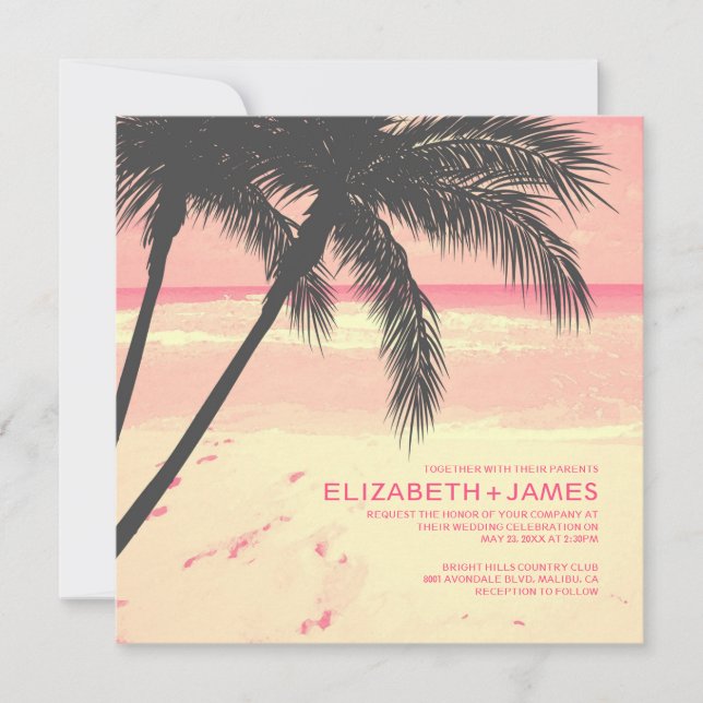 Invitations modernes de mariage de plage de (Devant)