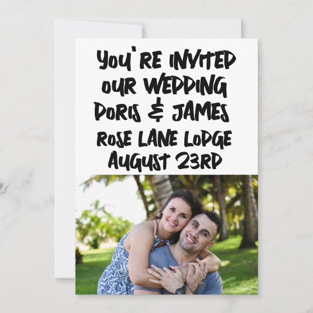 INVITATIONS MODERNES DE MARIAGE DE SCRIPT MINIMALI (Devant)