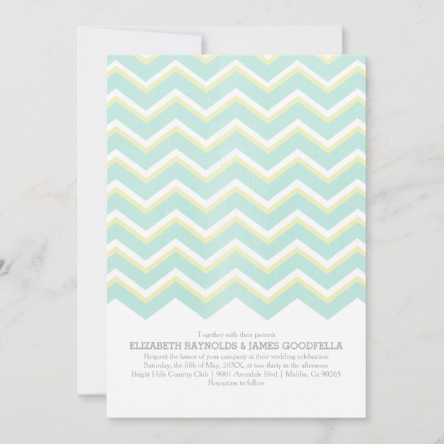 Invitations modernes de mariage de zigzag (Devant)