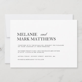 Invitations modernes de mariage noir et blanc