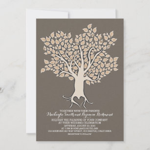 invitations modernes élégantes de mariage d'arbre