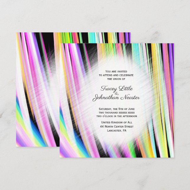 Invitations modernes Rainbow Art Wedding (Devant / Derrière)