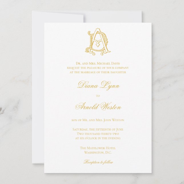 Invitations monogramme AD ou monogramme DA (Devant)