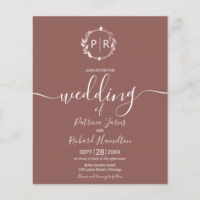 Invitations Monogramme Budget Wedding (Devant)