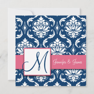 Invitations Monogrammes de Damas de la Marine Hone