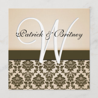 Invitations Monogrammes ivoire et Mariage damassé