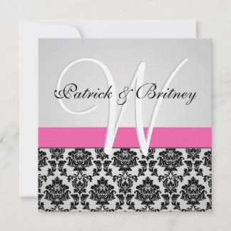 Invitations Monogrammes Pink & Silver Mariage dama