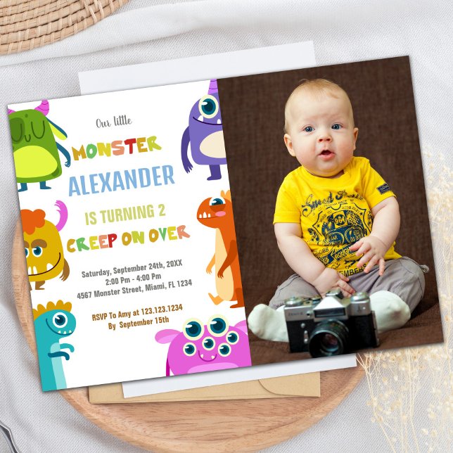 Invitations Monster Birthday avec photo (Monster Birthday Invitations with photo)
