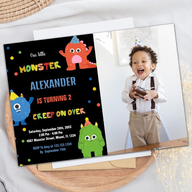 Invitations Monster Birthday avec photo (Monster Birthday Invitations with photo)
