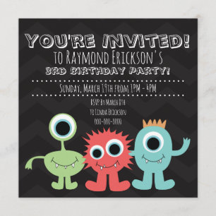 Invitations Monster Theme Birthday Party