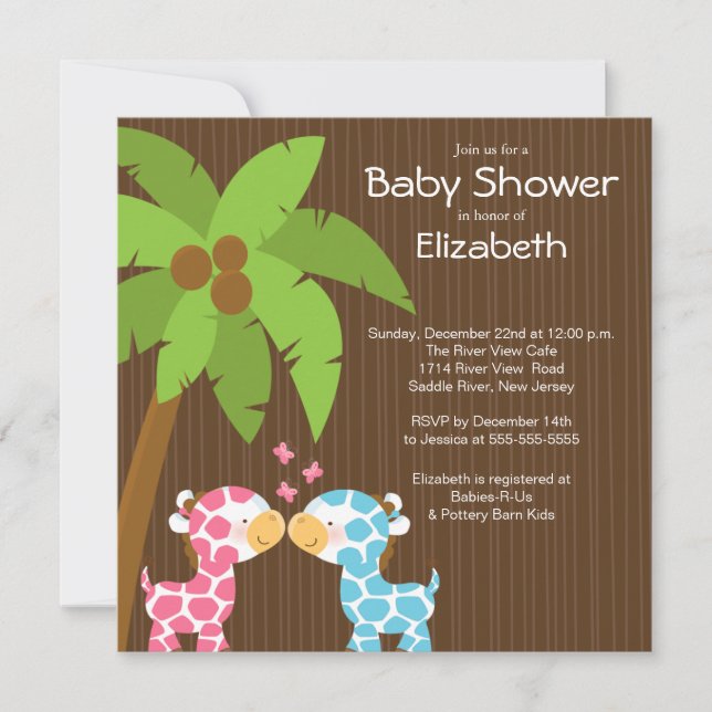 Invitations multiples de baby shower de girafe de (Devant)