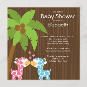 Invitations multiples de baby shower de girafe de