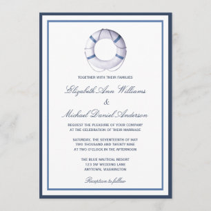 Invitations nautiques bleues de mariage d'anneau