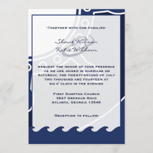 Invitations nautiques de mariage de bleu marine et