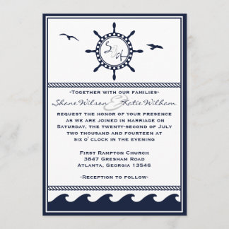 Invitations nautiques de mariage de bleu marine et