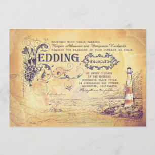 Invitations nautiques de mariage de vieux phare