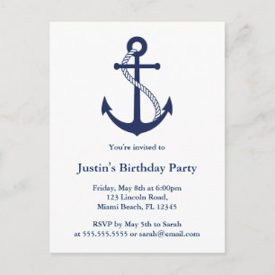 Invitations nautiques modernes d'Ancre de bleu