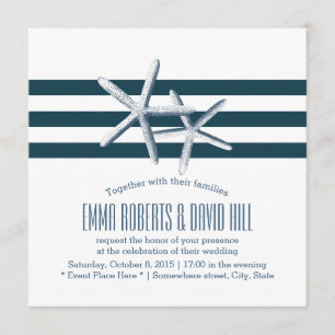 Invitations nautiques simples de mariage d'étoiles