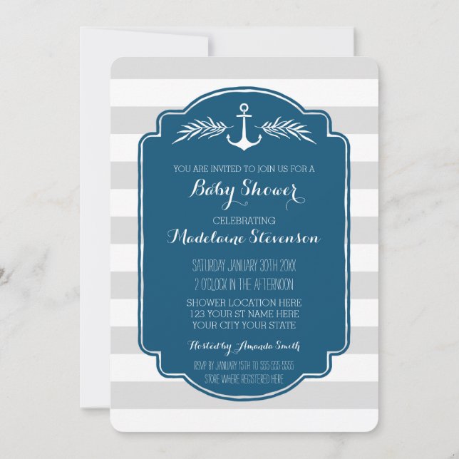 Invitations nautiques vintages de baby shower de (Dos)