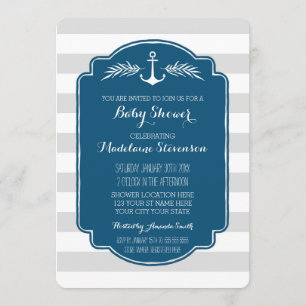 Invitations nautiques vintages de baby shower de