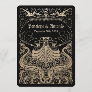Invitations nautiques vintages de mariage de