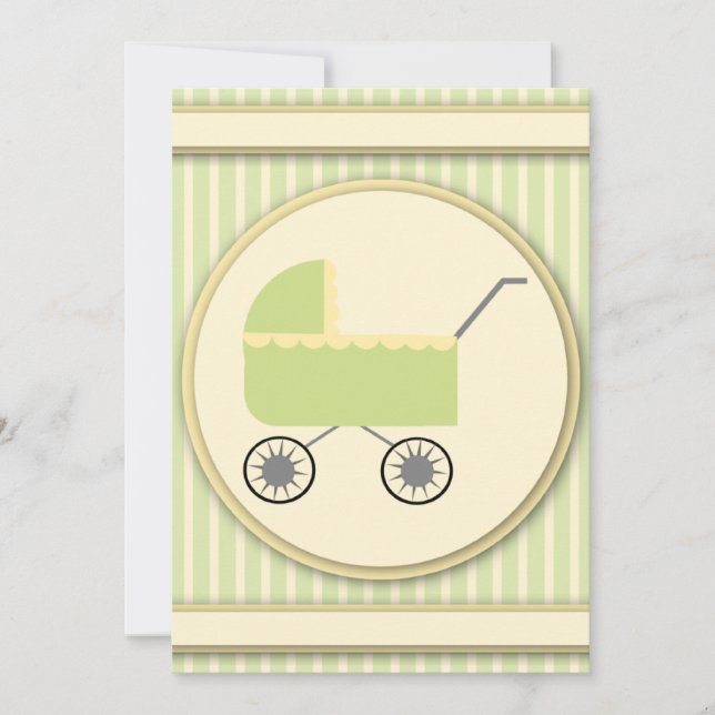 Invitations Neutral Green Carrier Baby Shower (Devant)