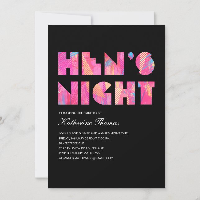 Invitations nocturnes de Hen moderne noir (Devant)