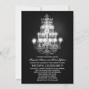 Invitations noires au chandelier vintage