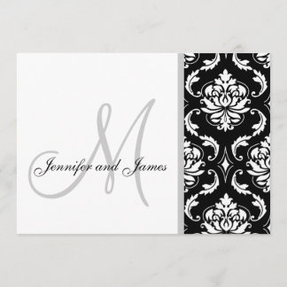 Invitations noires de mariage au monogramme de Dam