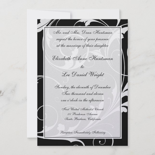 Invitations noires de mariage Cravate (Devant)
