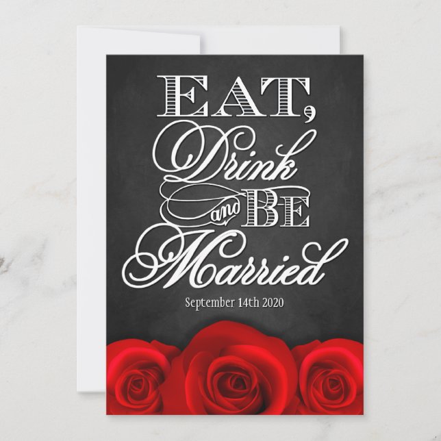 Invitations noires de mariage de rose rouge de (Devant)