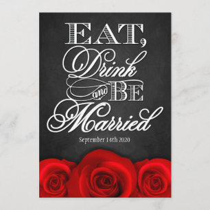 Invitations noires de mariage de rose rouge de