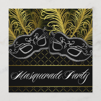 Invitations noires de partie de boule de mascarade