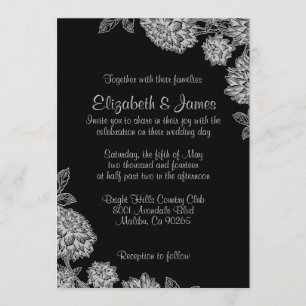 Invitations noires élégantes de mariage
