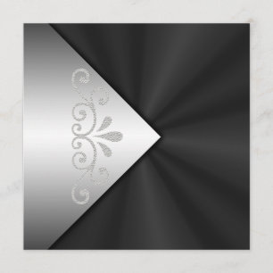 Invitations noires élégantes de mariage de perle