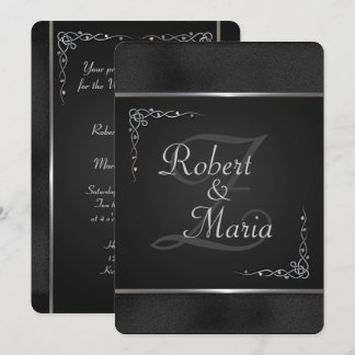 Invitations noires et argentées élégantes