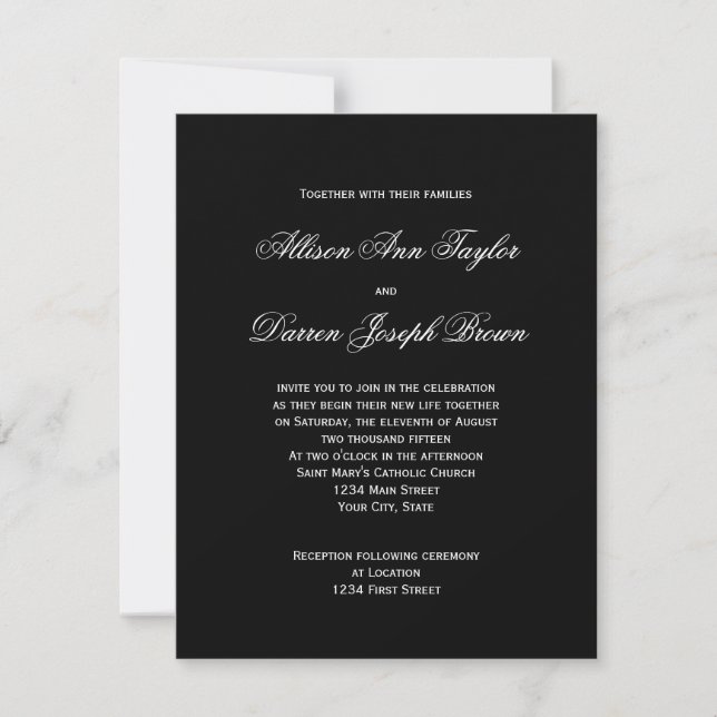 Invitations noires et blanches classiques de maria (Devant)