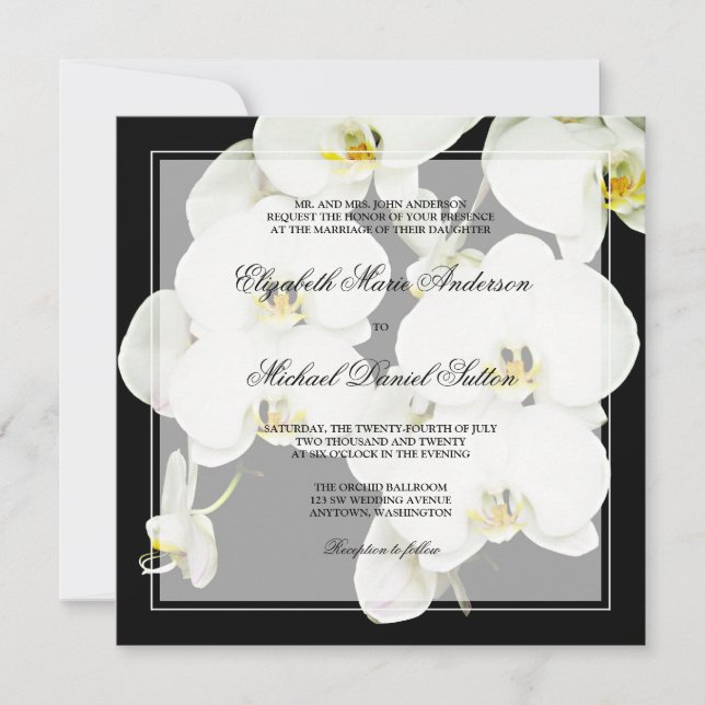 Invitations noires et blanches de mariage (Devant)