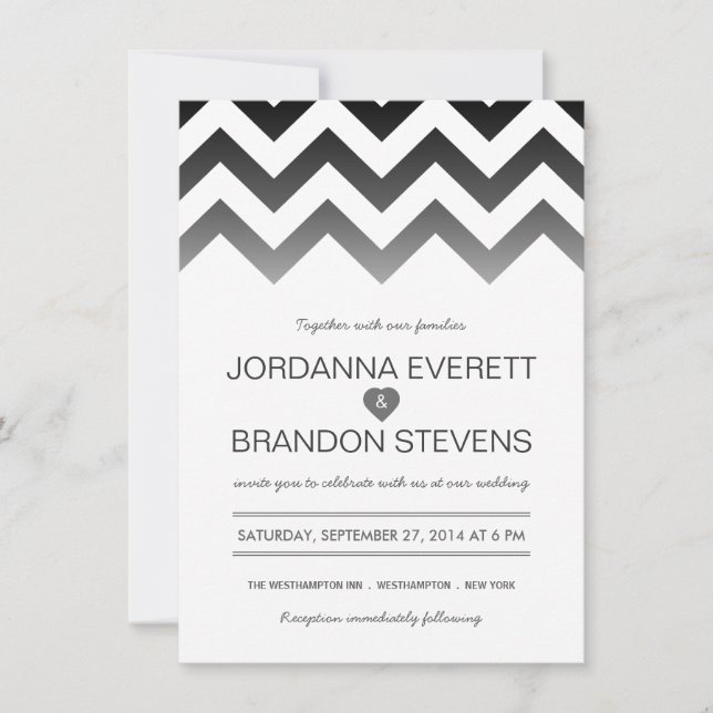Invitations noires et blanches de mariage de (Devant)