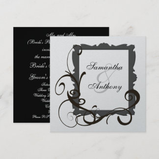 Invitations noires et blanches de mariage en argen