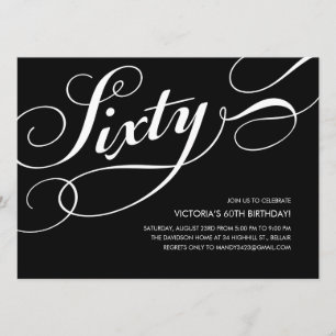 Invitations noires et blanches pour le 60e anniver