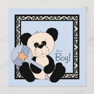 Invitations noires et bleues de baby shower de