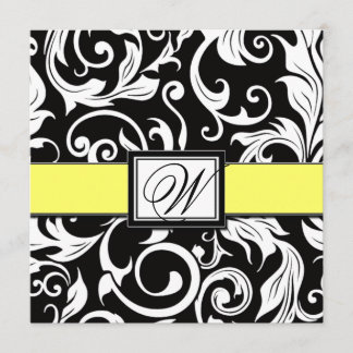 Invitations noires et jaunes de monogramme de