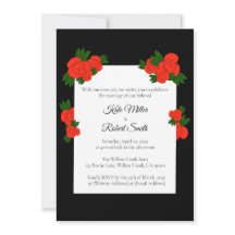 Invitations noires et Roses de mariage avec RSVP