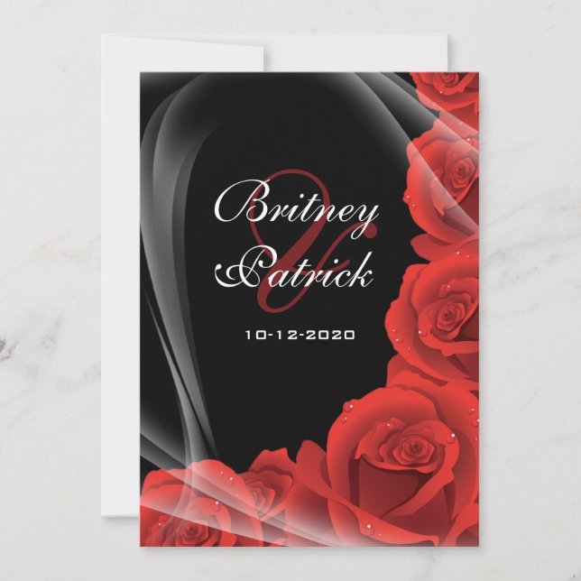 Invitations noires et rouges aux mariages (Devant)